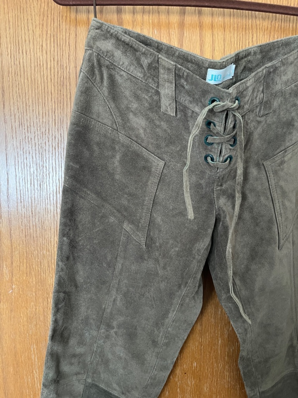 J.Lo Suede Army Green Lace Up Pants